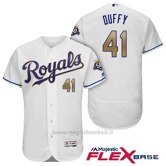 Maglia Baseball Uomo Kansas City Royals Danny Duffy Bianco 50th Season Alterner Flex Base